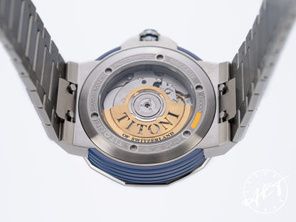 NEW Titoni Impetus CeramTech Blue Dial SS Auto Diver Watch 83765 w/ B&P