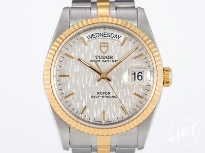 Tudor Prince Day-Date Silver Linen Dial 18K Gold & SS Watch 76213