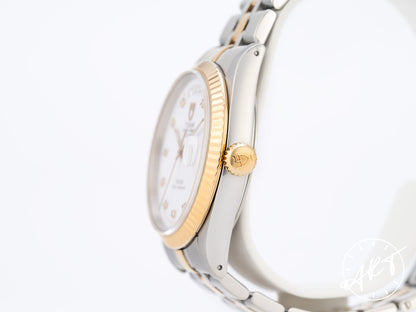 Tudor Prince Day-Date White Diamond Dial 18K Gold & SS Auto Watch 76213