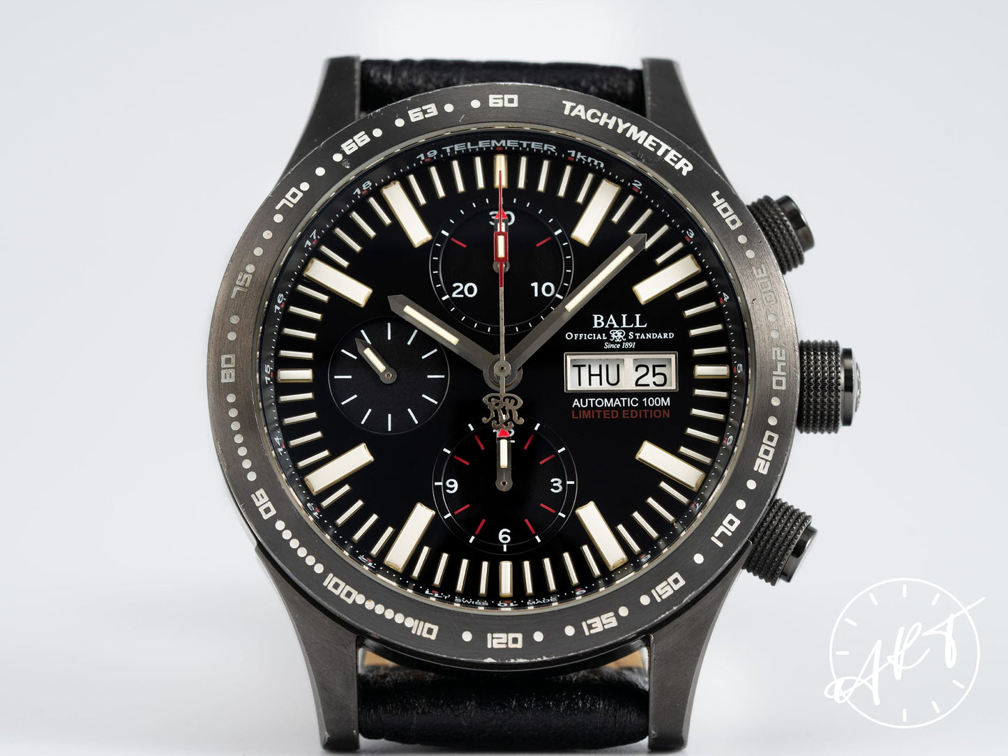 Ball Fireman Day-Date Chronograph Black PVD-Coated SS Auto Watch CM2192C