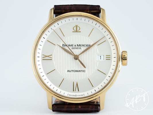 Baume & Mercier Classima Silver Dial 18K Gold Automatic Watch 65627 w/ Box