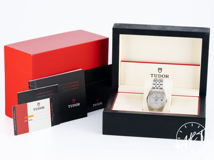 Tudor Prince Day-Date Silver Linen Diamond Dial SS Auto Watch 76214 BP