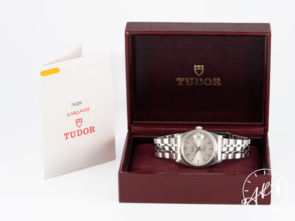 Tudor Prince Date Silver Dial 18K WG & Stainless Steel Auto Watch 74034 w/ B&P