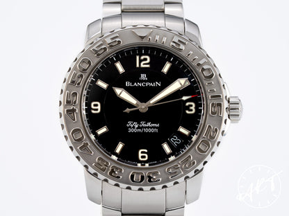 Blancpain Fifty Fathoms Diver Trilogy Black Dial SS Watch 2200-1130-71 w/Box