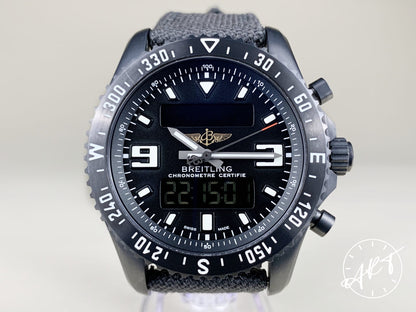 Breitling Chronospace Military Black PVD SS SuperQuartz Watch M78367 w/ Box