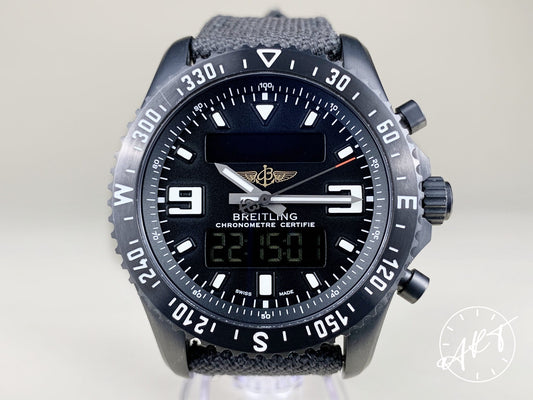 Breitling Chronospace Military Black PVD SS SuperQuartz Watch M78367 w/ Box
