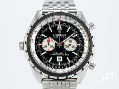 Breitling Chrono-Matic Black Dial Stainless Steel Auto Pilot Watch A41360 w/ Box