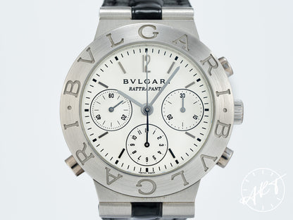 Bvlgari Diagono Chrono Rattrapante White Dial Platinum Ltd Watch CH40PL w/ Box