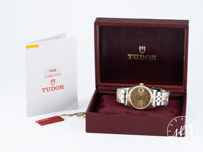 NEW Tudor Prince Date Gold Dial Two-Tone 18K Gold & SS Auto Watch 74033 w/ B&P