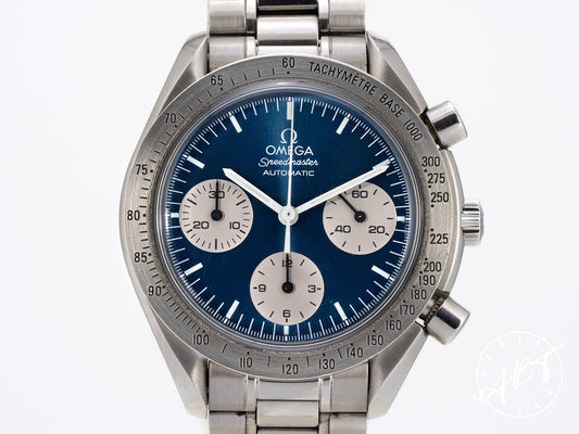 Omega Speedmaster Reduced Chrono Blue Dial SS Auto Japan Ltd Watch 3510.82.00 BP