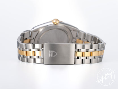 Tudor Prince Day-Date Silver Logo Dial 18K Gold & SS 50th Anniv Watch 76213 w/ Paper