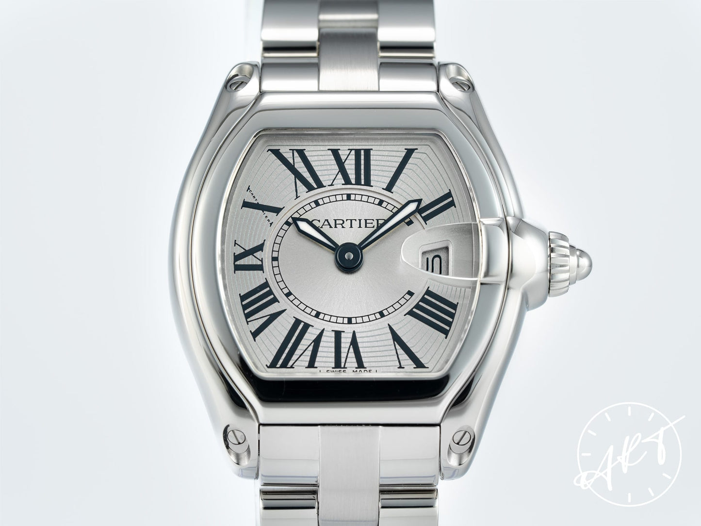 Cartier Roadster Silver Roman Dial SS Quartz Ladies Watch 2675 w/ Box
