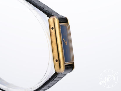 Vintage Cartier Tank Must de Cartier Blue Lacquer Dial Gold Plated Manual Watch