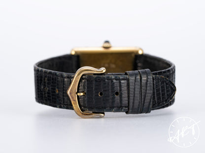 Vintage Cartier Tank Must de Cartier Blue Lacquer Dial Gold Plated Manual Watch