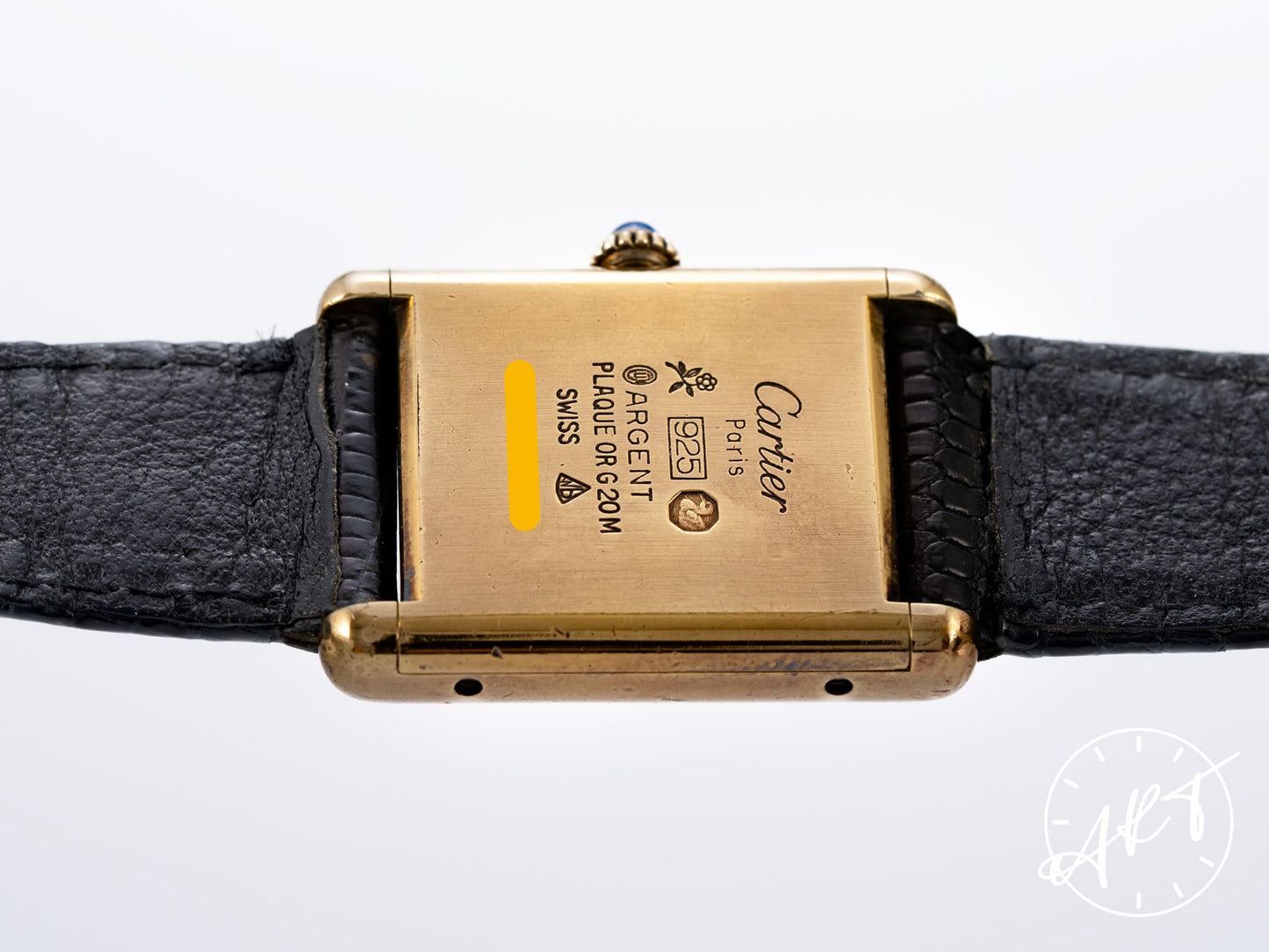 Vintage Cartier Tank Must de Cartier Blue Lacquer Dial Gold Plated Manual Watch