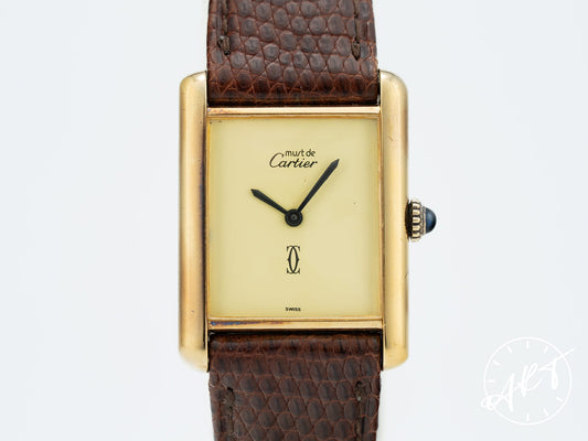 Cartier Tank Must de Cartier GM Vermeil et Cadran Creme Gold Plated Silver Watch