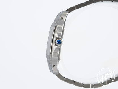 Cartier Santos de Cartier Galbee Ice Blue Dial SS Quartz Anniv Watch W20065D6 BP