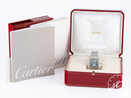 Cartier Santos de Cartier Galbee Ice Blue Dial SS Quartz Anniv Watch W20065D6 BP