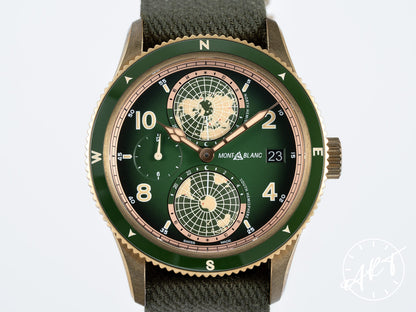 NEW Montblanc 1858 Geosphere GMT Day/Night Green Dial Bronze Ltd Watch 119909 BP