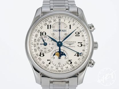 Longines Master Collection Chrono Moonphase Silver Dial SS Auto Watch w/ B&P
