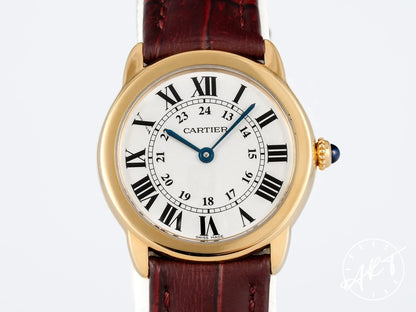 Cartier Ronde Solo de Cartier White Dial Yellow Gold Quartz Watch W6700355 w/ BP