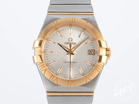 Omega Constellation Silver Dial Stainless Steel & Rose Gold Quartz Watch w/ B&P