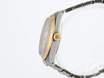 Tudor Prince Day-Date Silver Linen Dial Yellow Gold & SS Auto Watch 76213 w/ Manual