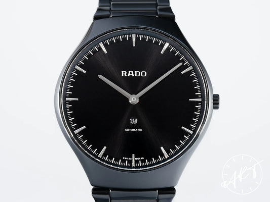 Rado True Thinline 40mm Black Dial Ceramic Automatic Watch R27969152 w/ B&P