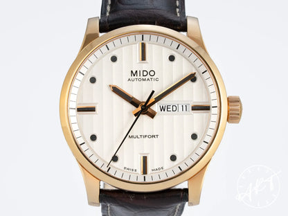 Mido Multifort Silver Dial Rose Gold-Coated Stainless Steel Automatic Watch w/ Box