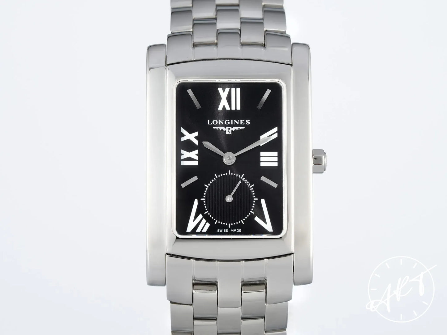 NEW Longines DolceVita Black Dial Stainless Steel Quartz Watch in FULL SET