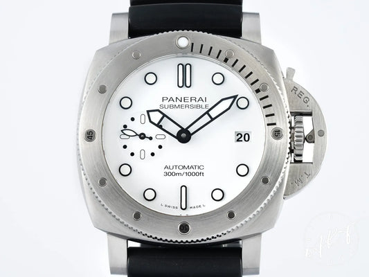 Panerai Luminor Submersible 42 3-Days White Dial SS Auto Diver Watch PAM02223 BP