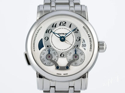 Montblanc Nicolas Rieussec White Dial Stainless Steel Auto Watch 111833 w/ B&P