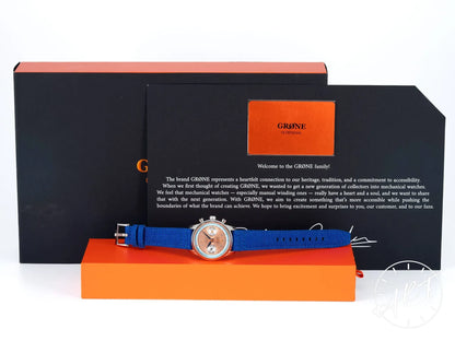 NEW Grone Moment Meter Salmon Dial SS Manual 300 Pcs Ltd Ed Watch w/ B&P