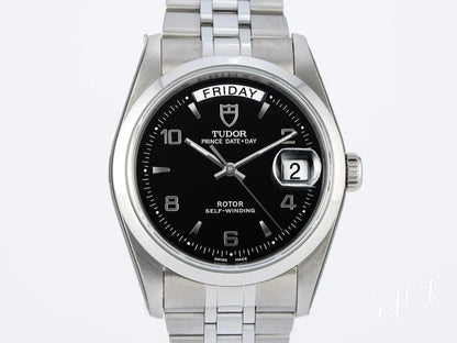 NEW Tudor Prince Day-Date Black Dial Stainless Steel Automatic Watch 76200