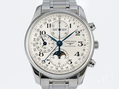 Longines Master Collection Chrono Moonphase Silver Dial SS Auto Watch w/ B&P