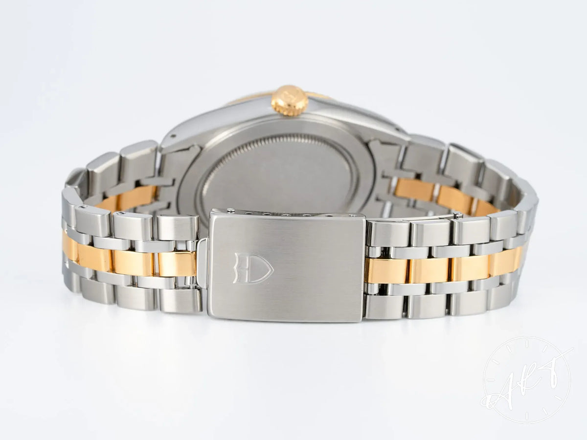 Tudor Prince Day-Date Silver Linen Diamond Dial 18K Gold & SS Auto Watch 76213