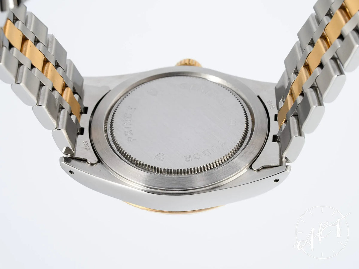Tudor Prince Day-Date Silver Linen Diamond Dial 18K Gold & SS Auto Watch 76213