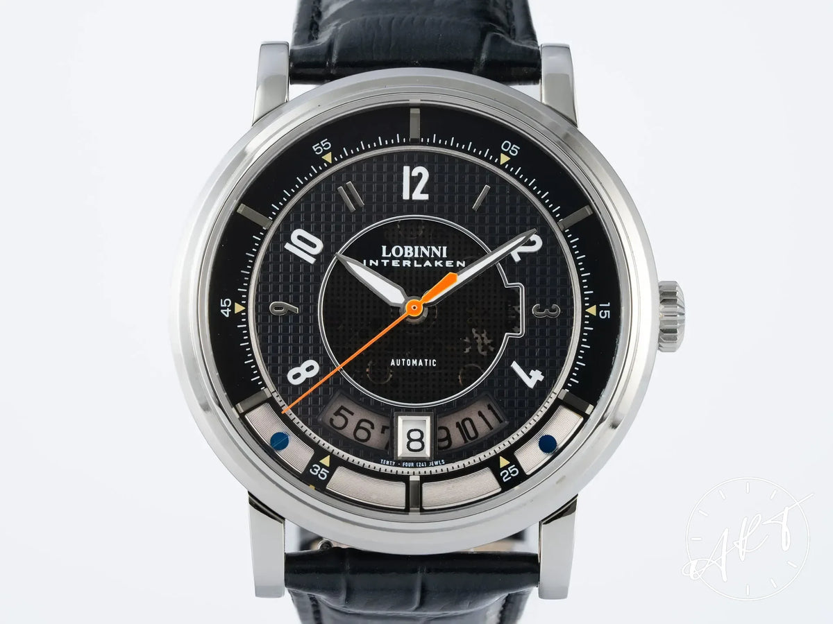 NEW Lobinni Classic Black Dial Stainless Steel Automatic Watch 16028 in FULL SET