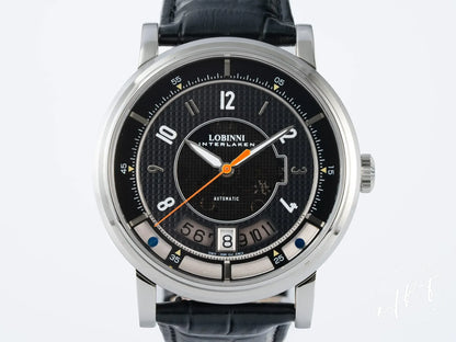 NEW Lobinni Classic Black Dial Stainless Steel Automatic Watch 16028 in FULL SET