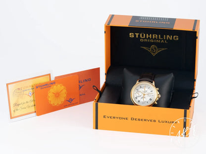 NOS Stuhrling Prestige Accolade 362 Silver Dial SS & Gold Plated Watch 362.333K2 BP