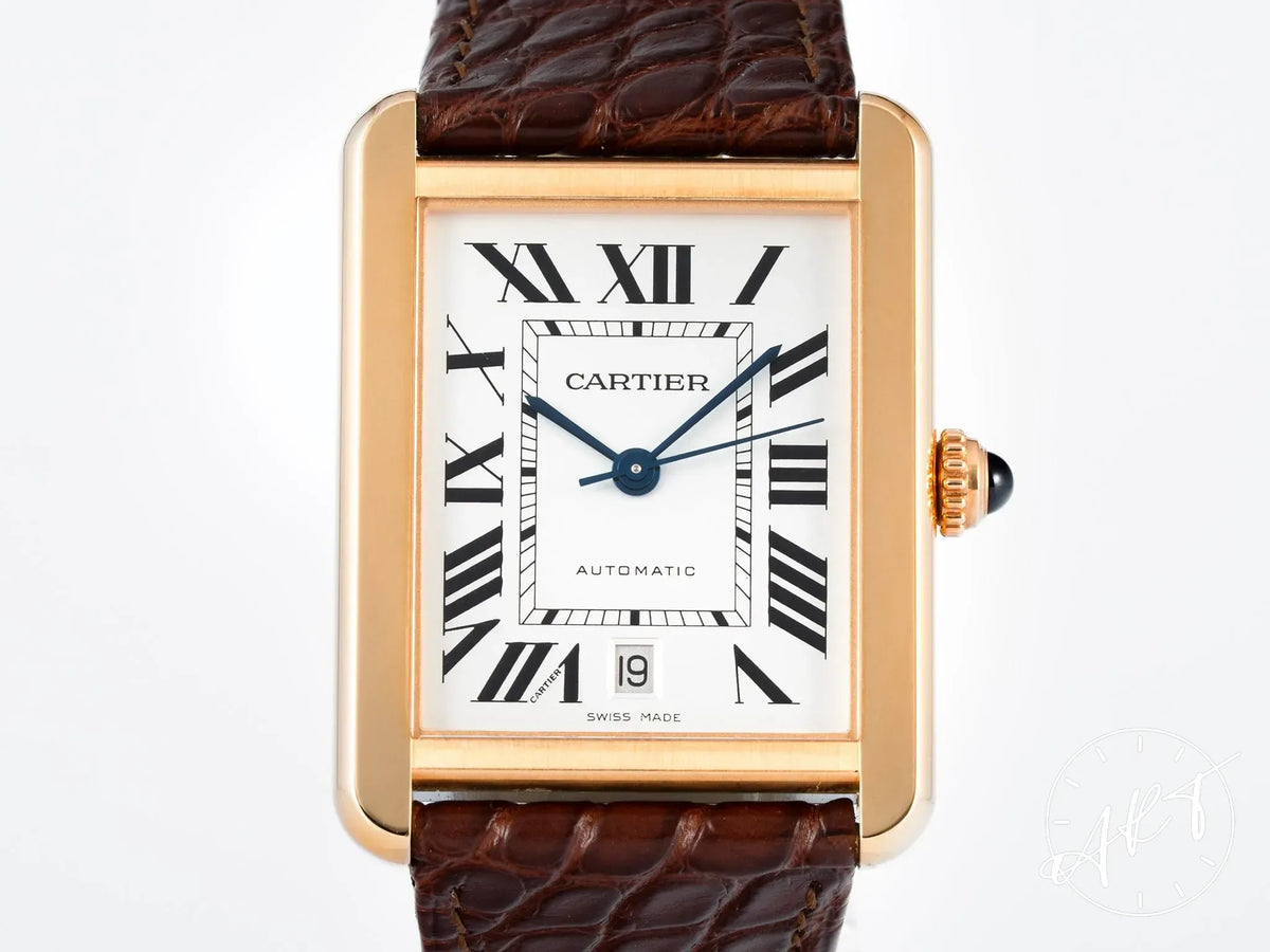 NEW Cartier Tank Solo XL White Dial 18K Rose Gold Auto Watch W5200026 w/ B&P