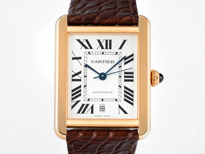 NEW Cartier Tank Solo XL White Dial 18K Rose Gold Auto Watch W5200026 w/ B&P