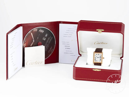 NEW Cartier Tank Solo XL White Dial 18K Rose Gold Auto Watch W5200026 w/ B&P
