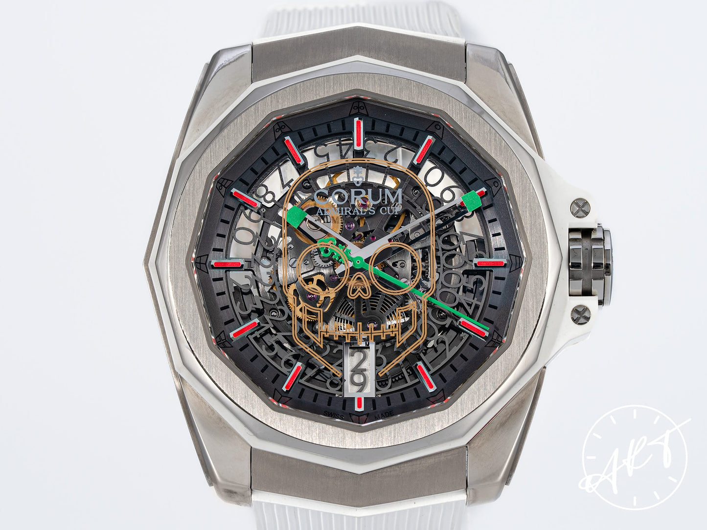 Corum Admirals Cup Ac-One 45 Skull Big Date Black Dial SS 25 Pcs Ltd Watch 082.401.04 BP