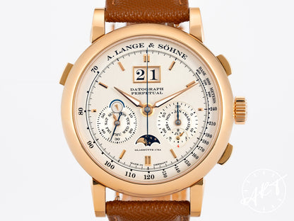 A. Lange & Söhne Datograph Perpetual Calendar Moonphase Silver Dial 18K RG Watch 410.032 BP