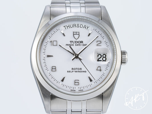 Tudor Prince Day-Date White Arabic Dial SS Auto Watch 76200 w/ Paper