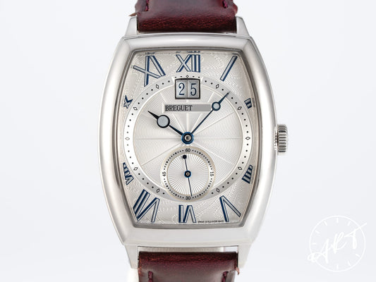 Breguet Heritage Big Date Silver Dial 18K White Gold Auto Watch 5410BB w/ B&P