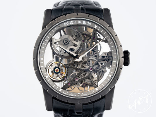 Roger Dubuis Excalibur 42 Skeleton Black Titanium Automatic Watch RDDBEX0473 w/ Box