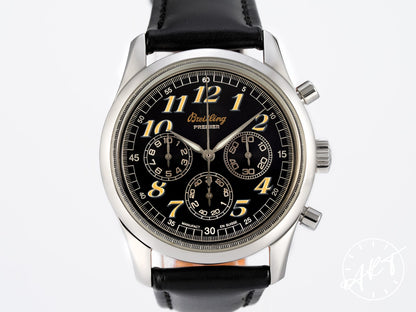 Breitling Navitimer Premier Chronograph Black T Dial SS Auto Pilot Watch A40035