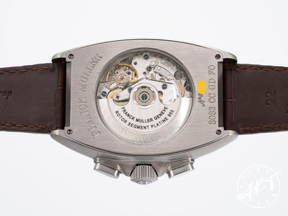 Franck Muller Cintrée Curvex Chrono Grande Date Silver Skeleton Dial SS Watch 8083 BP